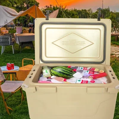 Hanni 65qt, Khaki, Beer Cooler, Outdoor Events, Insulation, Sealing Ring, Safe & , Molded - In Tie Down Sl In 29.09