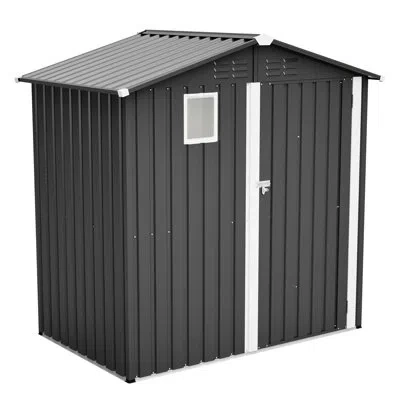 Hanni 6ft X 4ft Metal Outdoor Storage Shed, Steel Utility Tool House For Backyard Garden Patio Lawn, Black