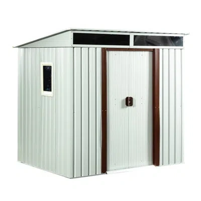 Hanni 6ft X 5ft Outdoor Metal Storage Shed In White, Galvanized Iron Construction And Foundation, Panels, 