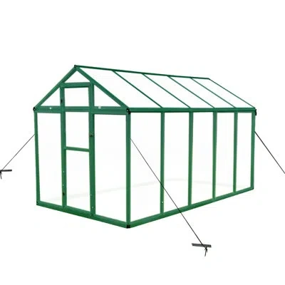 Hanni 6x10 Ft Polycarbonate Greenhouse - Windproof Heavy Duty Walk-in Raised Base And Anchor For All Seaso