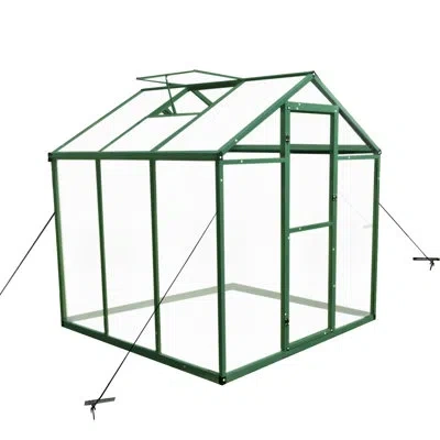 Hanni 6x6 Ft Polycarbonate Greenhouse - All Season Backyard Shelter Gain Height Windproof Aluminum Structu