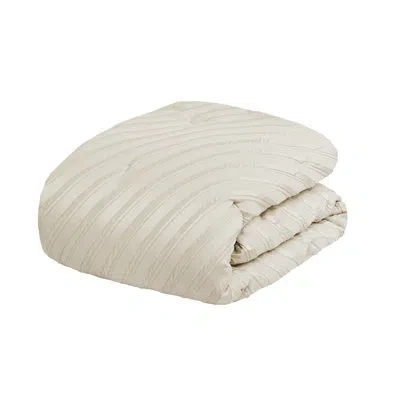 Hanni 7 Pcs Queen Comforter , Beige, Transitional Modern Elegance, Diagonal , High - Quality , All Season 