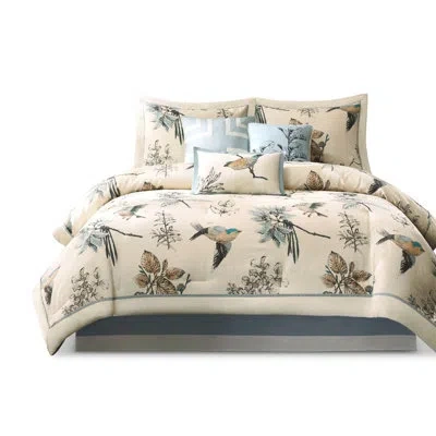 Hanni 7 Piece Comforter In Khaki - Cotton Twill For King Bedroom Bed In Brown