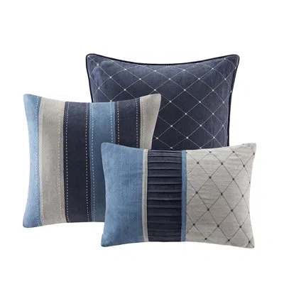 Hanni 7 Piece Navy King Microsuede Bedding With Comforter 2 Shams And Easy Clean Quality