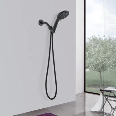 Hanni 7 Spray Settings Handheld Shower Faucet, Matte Black, Rust Proof Black High With Patterns And Easy S
