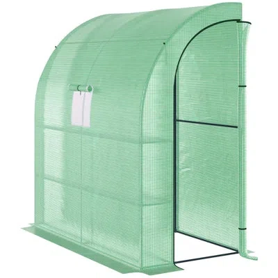 Hanni 7' X 3' Plant Greenhouse, Pe Cover, Galvanized Steel Frame, 3 Wire Shelves, Walk-in Design For Effic