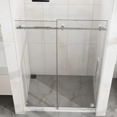 Hanni 72" H Shower Door, 48" Wide, 6mm Tempered Clear Glass, - Proof Coating, Adjustable, Reversible, Spla