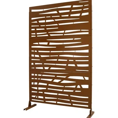 Hanni 76" H48" W Freestanding Metal Privacy Screen - Indoor & Outdoor Use, For Deck, Lawn. Long-lasting, R In Brown