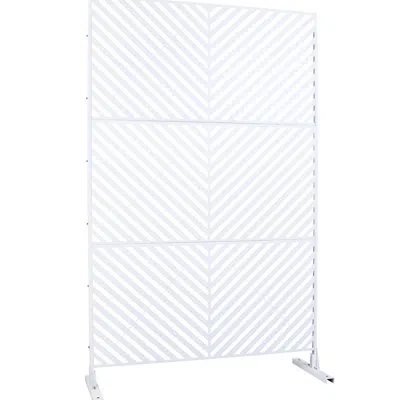 Hanni 76" H48" W Privacy Screen Metal - Rusty Red, Freestanding For Lawn Material Garden Build In White