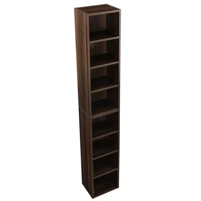 Hanni 8 Tall Bookcase With Adjustable Shelves, Multi-functional Double- Media Tower Rack For Home Office,  In Walnut