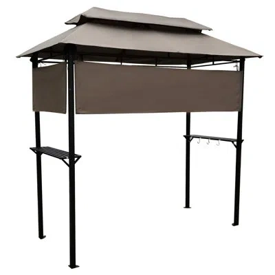 Hanni 8ft Metal Gazebo With Canopy And Steel Base - Wind , Simple Water Outdoor Leisure Spot Grill Strong  In Khaki