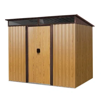 Hanni 8ft X 6ft Metal Outdoor Storage Shed For Tools. & . Ventilation Slots. Enhance Your Backyard 8 6 Ft  In Coffee
