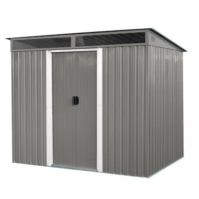 Hanni 8ft X 6ft Metal Outdoor Storage With Lockable Doors - To All Weather Conditions Galvanized Steel Sui In Gray