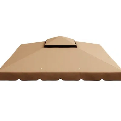 Hanni 9.8' X Gazebo Replacement Canopy - Double Vented Roof For Outdoor Patio, Khaki Top, With In 0.21