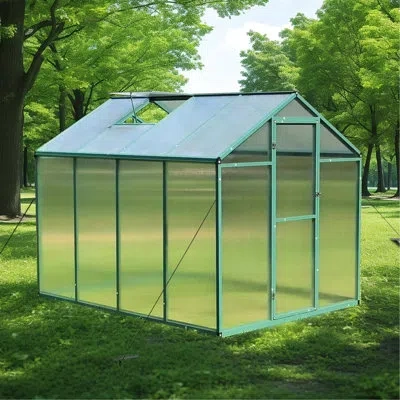Hanni All Season Windproof Greenhouse 6x8 Ft - Polycarbonate Panels Walk-in For Outdoor Protects Plants Fr