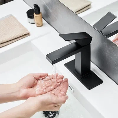 Hanni Bathroom Faucet With Waterfall Feature, Matte Black, Deck Mounted, One Hole, Single Handle, Pop Up D In Silver