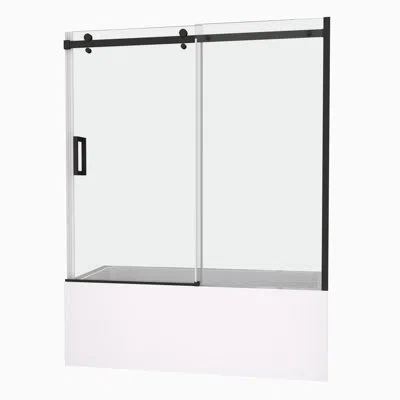 Hanni Bathtub Sliding Door With Glass Partition - Smooth & Leak Design For Shower Enclosure 5/16" Tempered In White