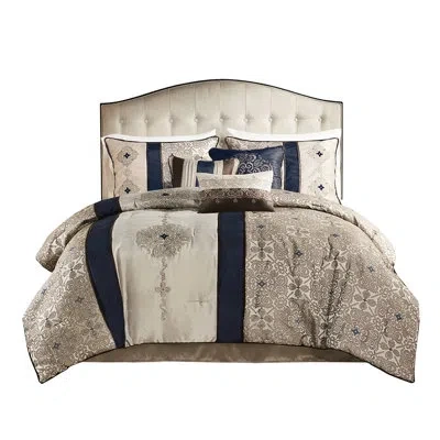 Hanni Bedding - Navy With Fine Embroidery Comforter Fabric