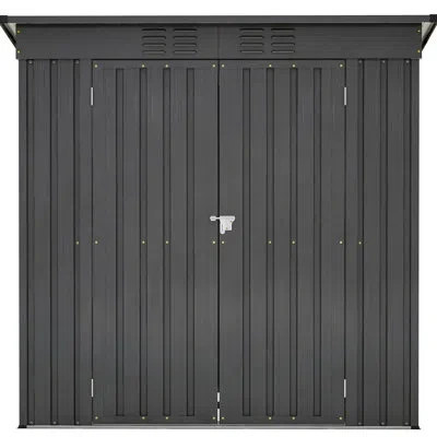 Hanni Black 6x4 Ft Outdoor Storage House - All Weather, Finish Cabinet Black, For Garden & Lawn In 66.38