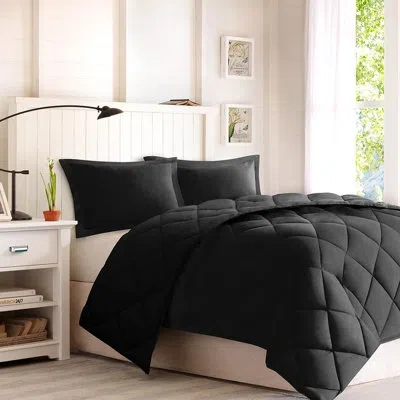 Hanni Black King 3m Comforter - , Reversible, Diamond Quilting, Down Alternative, 2 Shams, Stain Release, 