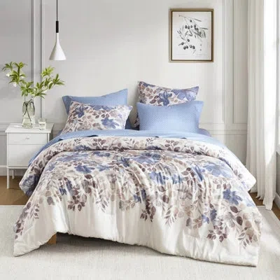 Hanni Blue King Floral Comforter With Bed Sheets - Soft Microfiber, Ensemble Comforter, Sheets, Elasticize