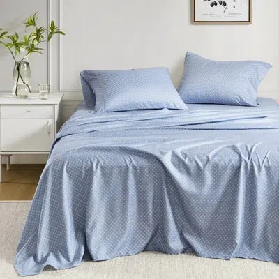Hanni Blue Twin Comforter With Microfiber Sheets And Filling Size Floral Sheets, Static-