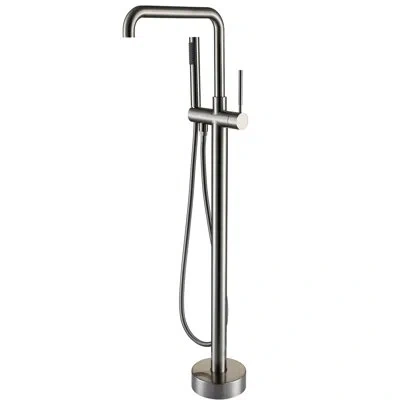 Hanni Blush Freestanding Bathroom Tub Faucet With Hand Shower , 3 Handles, Metal, 6.48 In W X D 41.95 H, 1 In Silver