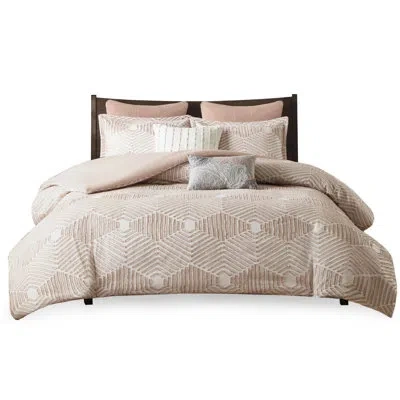 Hanni Blush Geometric Cotton - Machine Washable & Elegant Look Full/queen Comforter In