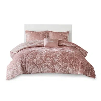 Hanni Blush Velvet Comforter Full, Filling, Diamond , Machine Washable Bedding & Pillow Full Bedroom , , Q