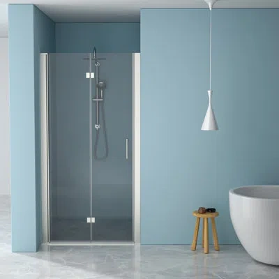 Hanni Brushed Nickel Foldable Tempered Glass 36"w Shower Door - Water-, Space Efficient, Adjustable Charac