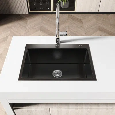 Hanni Brushed Satin Finish Undermount Sink - 27x19 In Stainless Steel With Stylish Design 27"x19" Deep Sin In Black