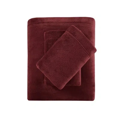 Hanni Burgundy 4 Pcs Full Sheet - 100% , Soft And Soothing, Double Brushed For A Velvet Sheen, Comes With 
