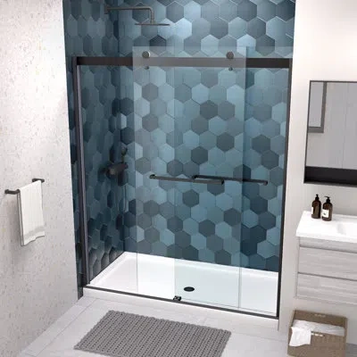 Hanni Bypass Shower Door With 5/16" Tempered Glass, Matted Black, Smooth Sliding System, Collision, Nano E In Matte Black