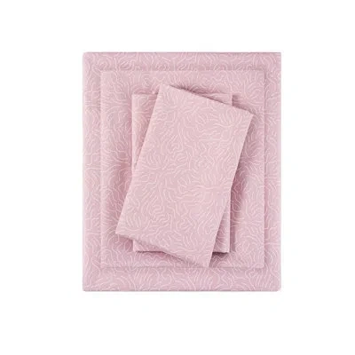 Hanni Cheerful Stylish Design 4pcs Queen Sheet Of Soft Smooth 100% Microfiber Printed Sheets, Wrinkle For  In Blush