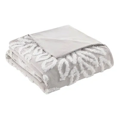Hanni Chenille Duvet Cover King/ King - 100% Cotton Grey Floral Detail Bedroom Decor Flower On Decorative