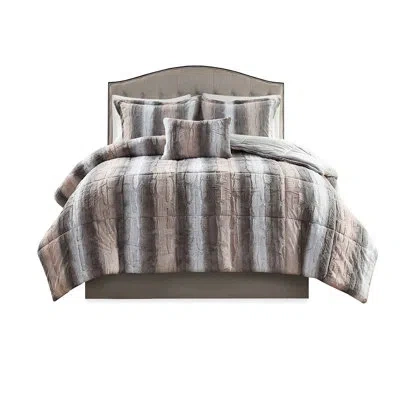Hanni Comfortable Faux Fur Comforter Collection, Filling, 2 Shams And 1 Decorative Pillow, Machine Washabl In Multicolor