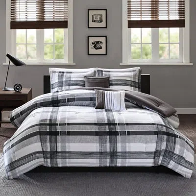 Hanni Comforter - Black Plaid With Soft Fabric Decorative Pillows Machine Washable