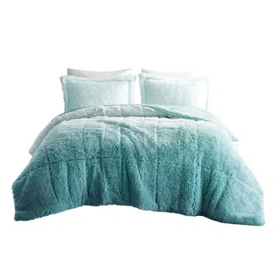 Hanni Comforter Full - Shaggy Long Fur, Note: This Is Rules, Just For Demonstration Purposes. In Actual Ti In Aqua