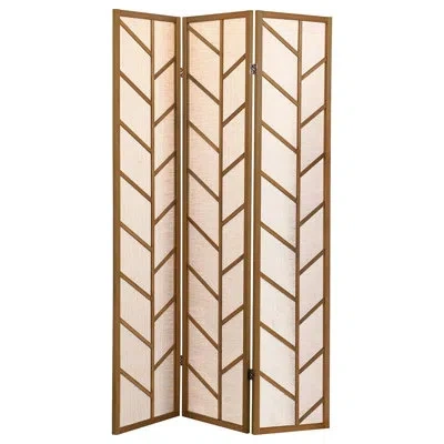 Hanni Contemporary Walnut Linen Screen - Transform Your Home Jute Folding Elevate Space In Natural