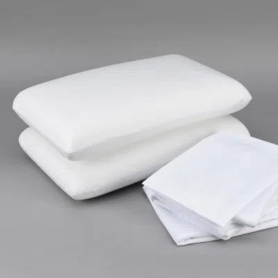 Hanni Cool Bedding For Split Mattress. Molded Memory Foam Pillows, Sheet , Mattress Protectors. Stay And F In White