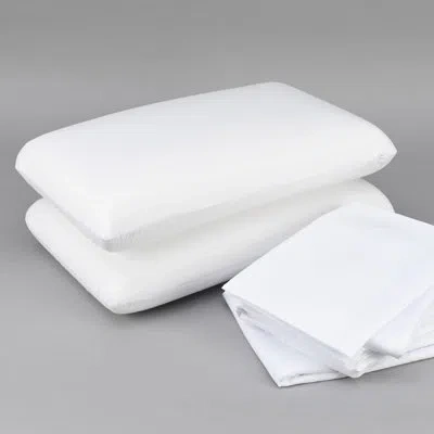 Hanni Cooled Bedding - 2 Molded Pillows, Soft Sheets, 5 Mattress Cover Bundle With Spill- Protector In White