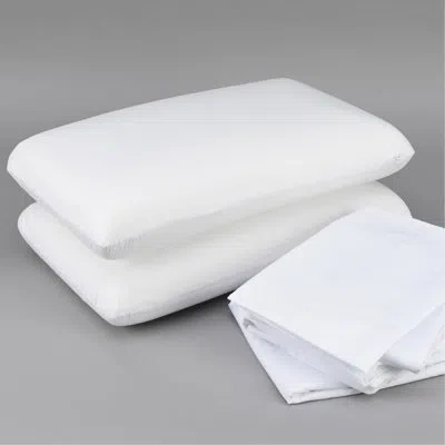 Hanni Cooled Bedding - Memory Foam Pillow, White Microfiber Sheets, Mattress Protector For A Comfy And Pea