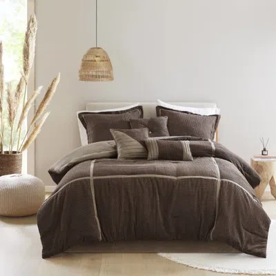 Hanni Corduroy Comforter 7 Piece Brown - And Breathable Size In Static- Bedding