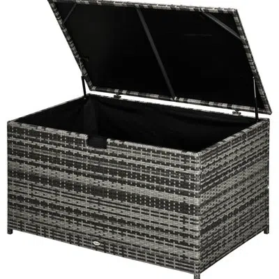 Hanni Dark Gray Deck Box, 113 Gallon. Outdoor Chest. Waterproof. Keeps Garden Tools, Pool Supplies Organiz In 45.08