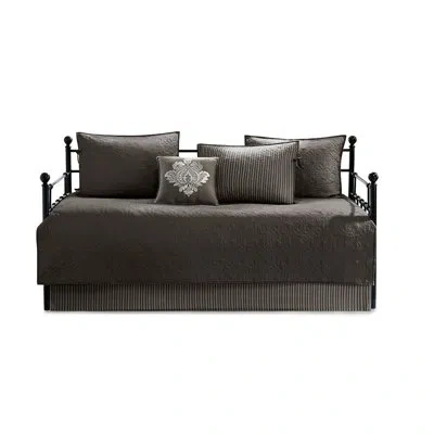 Hanni Dark Grey Daybed Cover , 6 Reversible, Cotton Filled, Twin Mattress Suitable, With Cover, , Shams, D In Gray