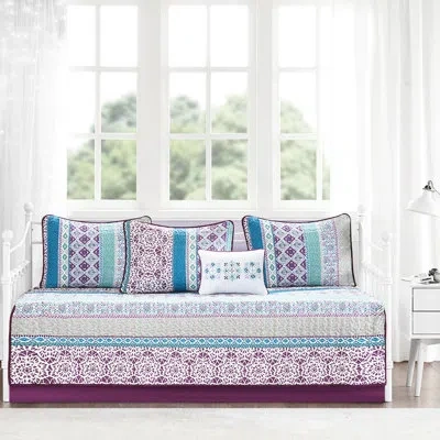 Hanni Daybed Bedding , Flair, Microfiber, 6 With Cover, , Shams, Pillow, , Pre-washed And Luminous Inspire In Purple