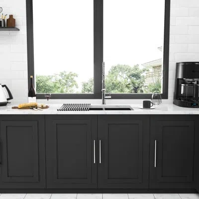 Hanni Double Bowl Undermount Sink 33"x19" - Gunmetal Black Finish, Stainless Steel, 10" Deep Basin, Improv In Silver