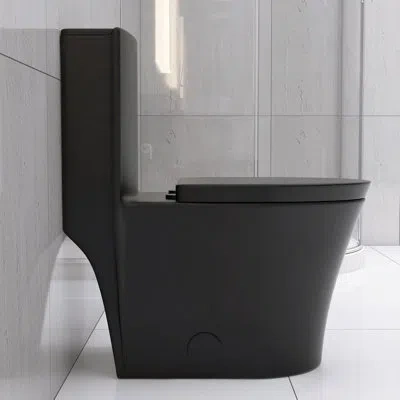 Hanni Elongated Toilet, 1.1/1.6 Dual Flush, Powerful Flushing For Use Porcelain, Comfort Design In Black