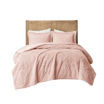 Hanni Embroidered Medallion Faux Fur Comforter - Blush Full Quality Assurance Mini With