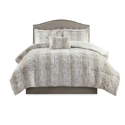 Hanni Faux Fur Comforter - 4pc, Beige Brown Glow 4pc Cozy, , Theme